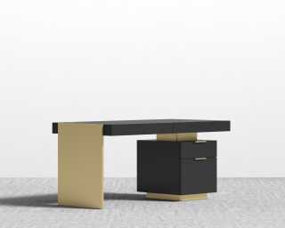 Arlo Desk - Brushed Brass - Black Oak Arlo Desk - Brushed Brass - Black Oak