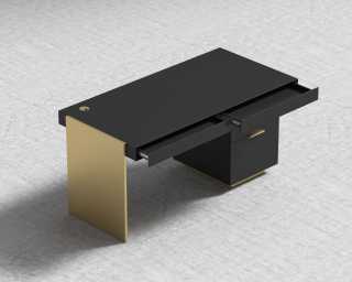 Arlo Desk - Brushed Brass - Black Oak Arlo Desk - Brushed Brass - Black Oak