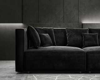 Arya Modular Sofa with Open End LHF - Vintage Velvet Black