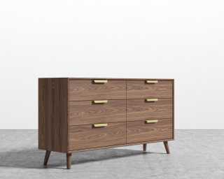 Asher Wide Dresser - Brushed Brass Handle - Walnut Asher Wide Dresser - Brushed Brass Handle - Walnut