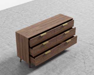 Asher Wide Dresser - Brushed Brass Handle - Walnut Asher Wide Dresser - Brushed Brass Handle - Walnut
