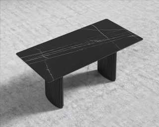 Athena Dining Table - Black Marble - Ebony Base