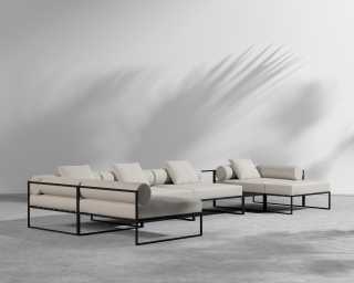 Everett Outdoor Modular Sectional - Left Hand Facing - Palisades - Black 