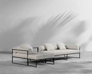 Everett Outdoor LHF Sectional Sofa - Palisades - Black Frame