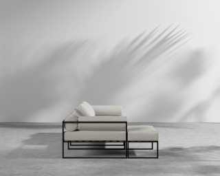 Everett Outdoor LHF Sectional Sofa - Palisades - Black Frame