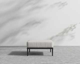 Francis Outdoor Ottoman - Palisades - Black Frame Francis Outdoor Ottoman - Palisades - Black Frame