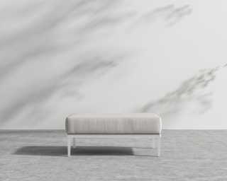 Francis Outdoor Ottoman - Palisades - White Frame Francis Outdoor Ottoman - Palisades - White Frame