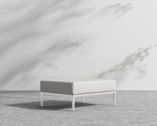 Francis Outdoor Ottoman - Palisades - White Frame Francis Outdoor Ottoman - Palisades - White Frame
