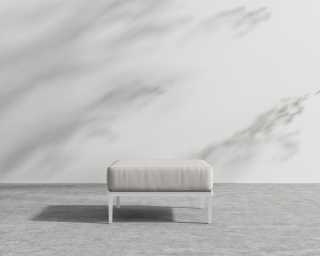 Francis Outdoor Ottoman - Palisades - White Frame Francis Outdoor Ottoman - Palisades - White Frame