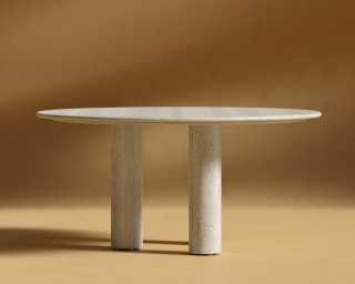 Maximus Round Table - White Travertine