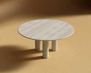 Maximus Round Table - White Travertine