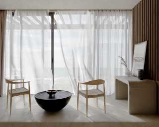 Round Chair Woven - Natural Scene