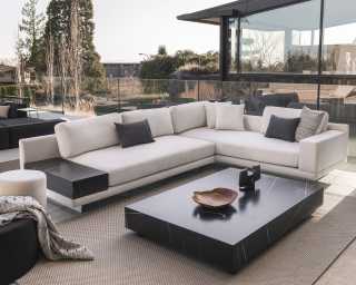 Outdoor Dresden Scene featuring Outdoor Liza Coffee Table and Outdoor Nova Poufs 