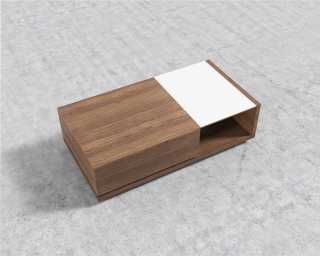Truman Coffee Table - Walnut Veneer - White Frosted Glass