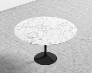 Tulip Dining Table - Round Carrara - Black Base