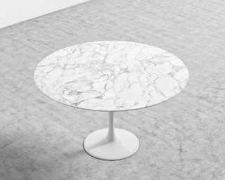 Tulip Dining Table - Round Carrara - White Base Tulip Dining Table - Round Carrara - White Base