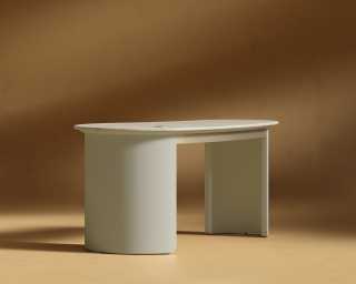 Valerian Desk - White Travertine - Alabaster
