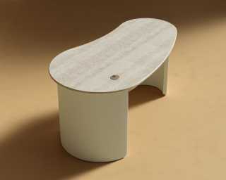 Valerian Desk - White Travertine - Alabaster