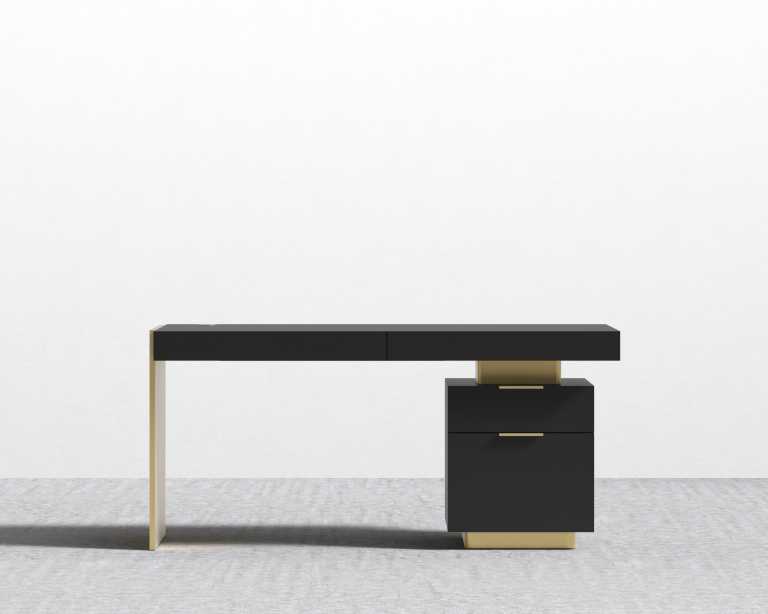 Arlo Desk - Brushed Brass - Black Oak Arlo Desk - Brushed Brass - Black Oak