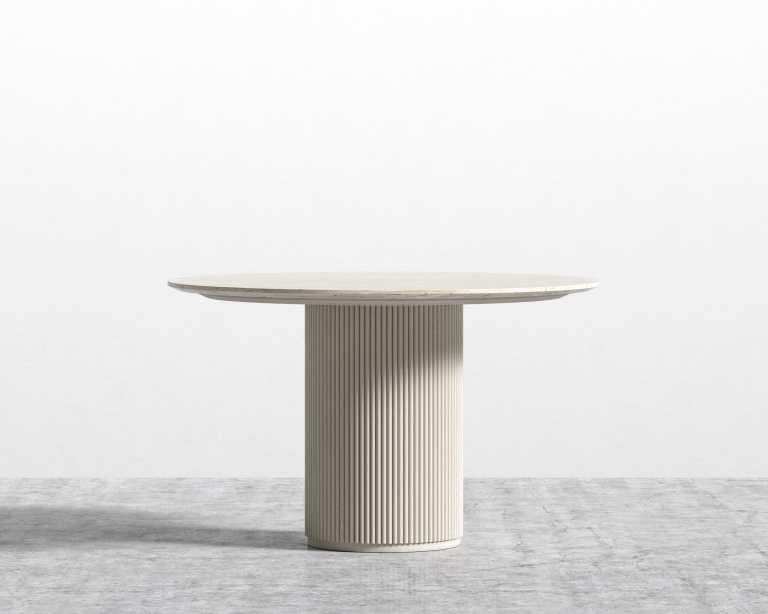Athena Dining Table Round - 48in - Travertine - Alabaster Base